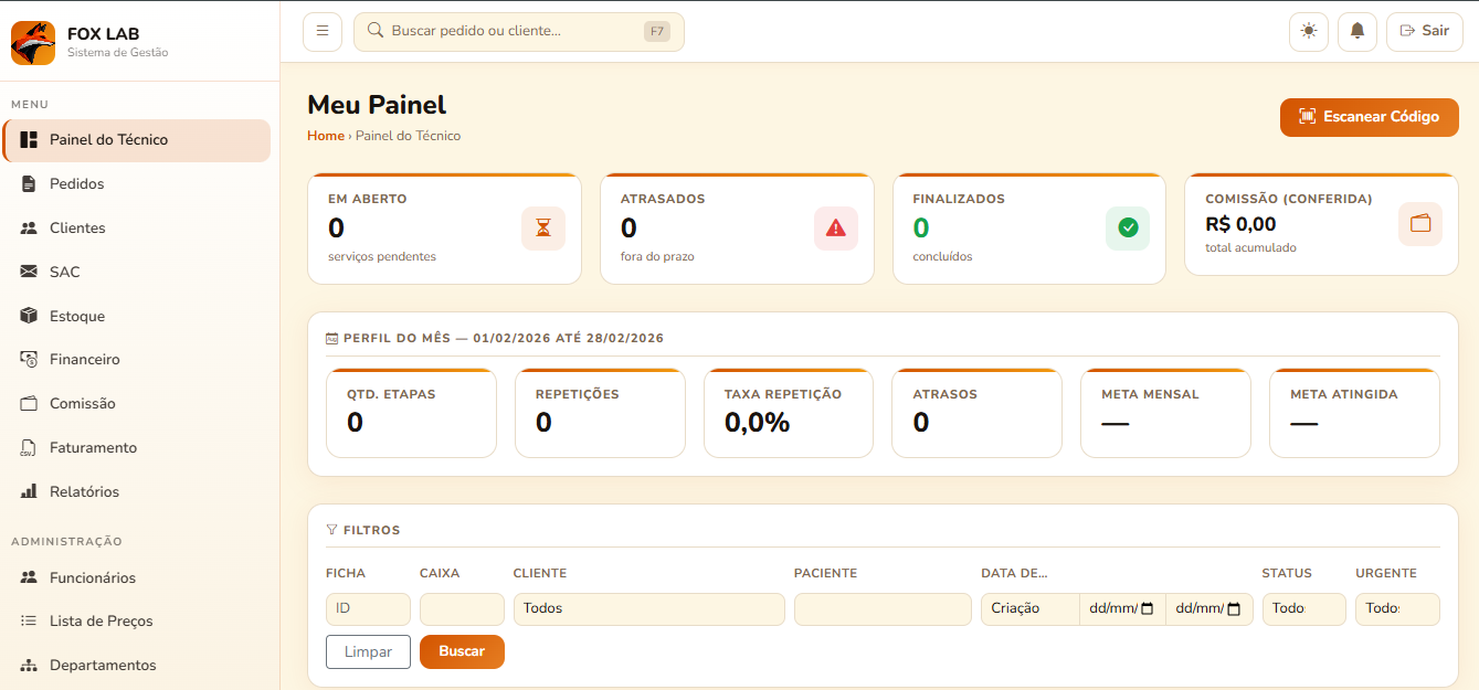 Interface do Fox Lab